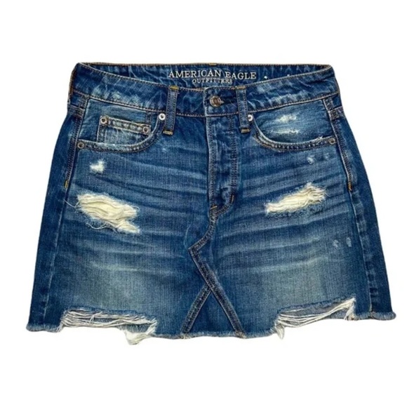 American Eagle Outfitters Dresses & Skirts - American Eagle Outfitters Distressed Blue Mini Skirt
